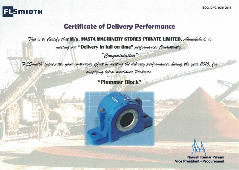 Certificate of Delivery Performance